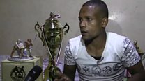 BBC:الصراع في اليمن حول بطل رياضي إلى حمائل بضائع(صورة)