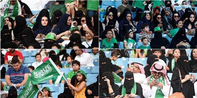 بالصور..أول مبارة كرة قدم تحضرها النساء في السعودية(تفاصيل)